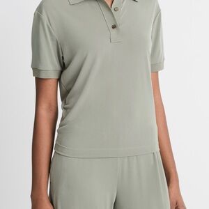Vince Light Green Short Sleeve Polo